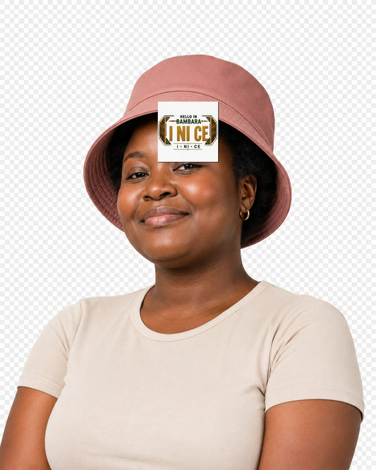ubuntu-talks-bambara-hello-bucket-hat-d01 — Custom model mockup