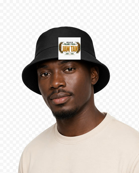 ubuntu-talks-fulani-fula-hello-bucket-hat-d01 — Custom model mockup