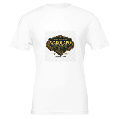 Ubuntu Talks Umbundu Hello T-Shirt — WAKOLAPO — Gelato product mockup