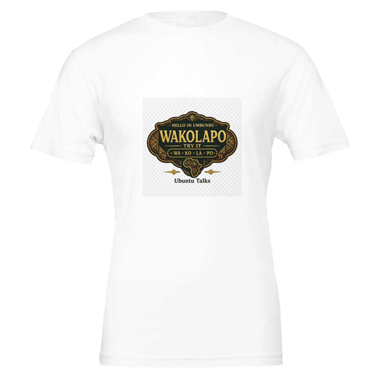 Ubuntu Talks Umbundu Hello T-Shirt — WAKOLAPO — Gelato product mockup