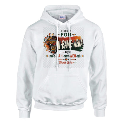 Ubuntu Talks Sepedi Hello Hoodie — DUMELANG (Design 1) — Gelato product mockup