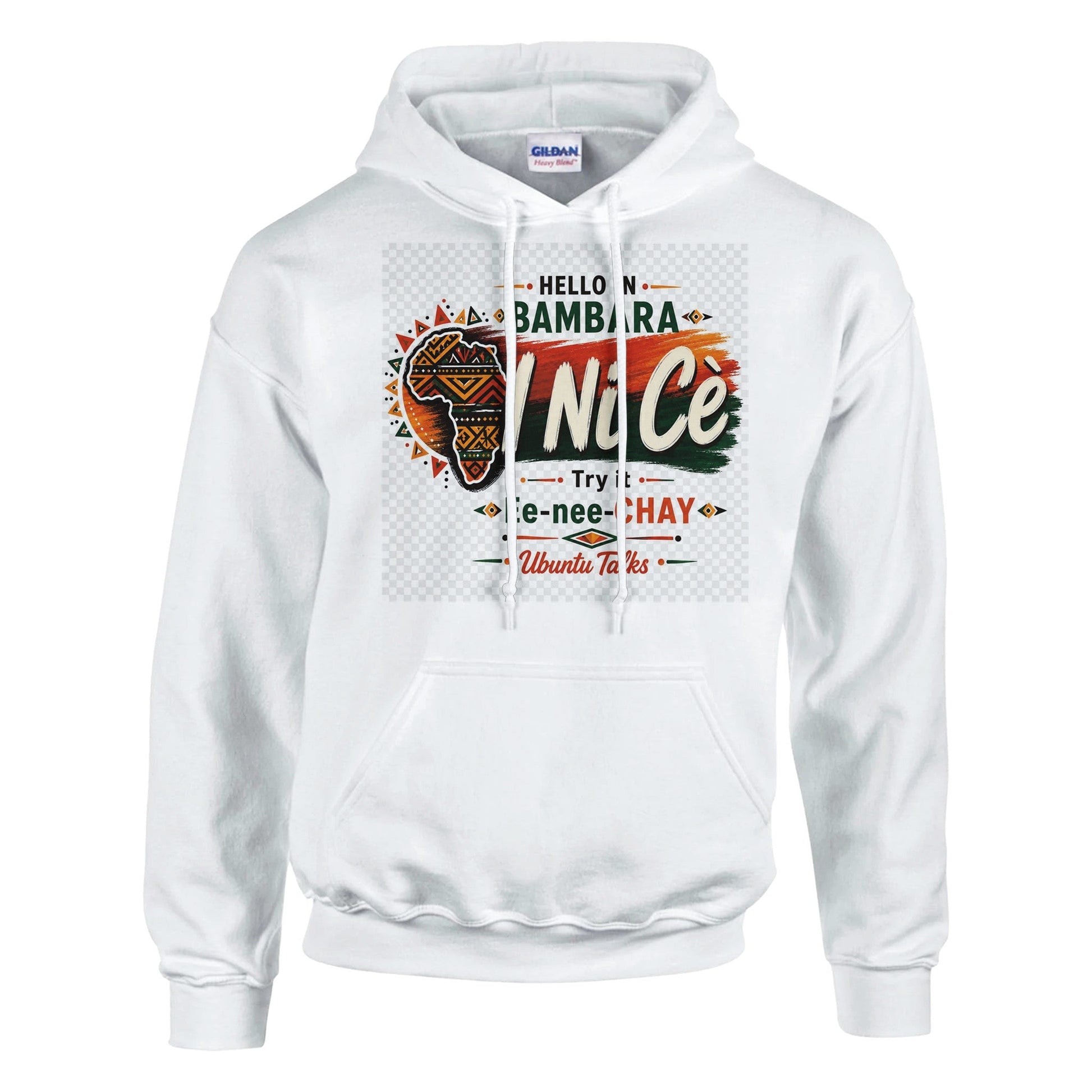 Ubuntu Talks Serer Hello Hoodie — NAM FI'O (Design 1) — Gelato product mockup