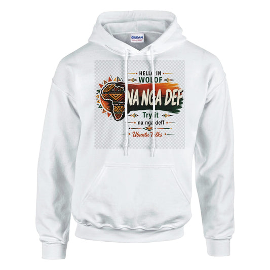 Ubuntu Talks Wolof Hello Hoodie — NA NGA DEF (Design 1) — lifestyle model