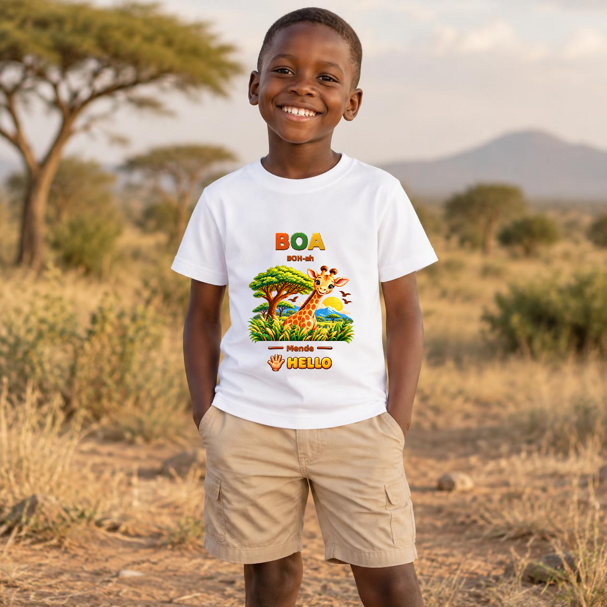 Lil Ubuntu Kids Safari Mende Youth Tee — BOA