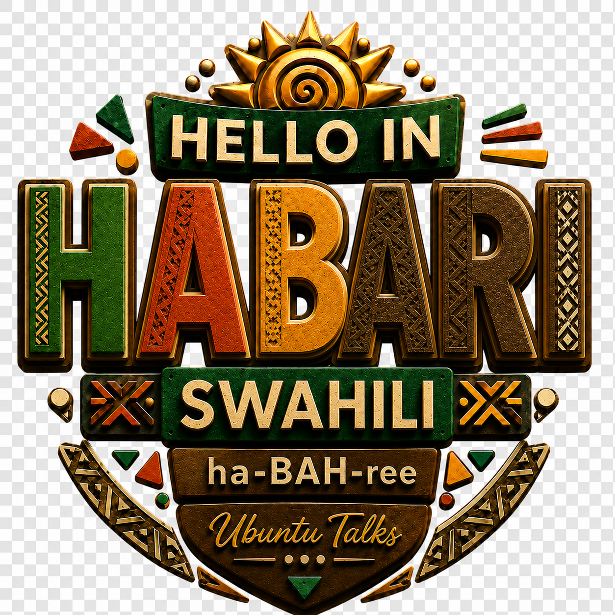 Ubuntu Talks Swahili Hello Hoodie — HABARI (Design 4)