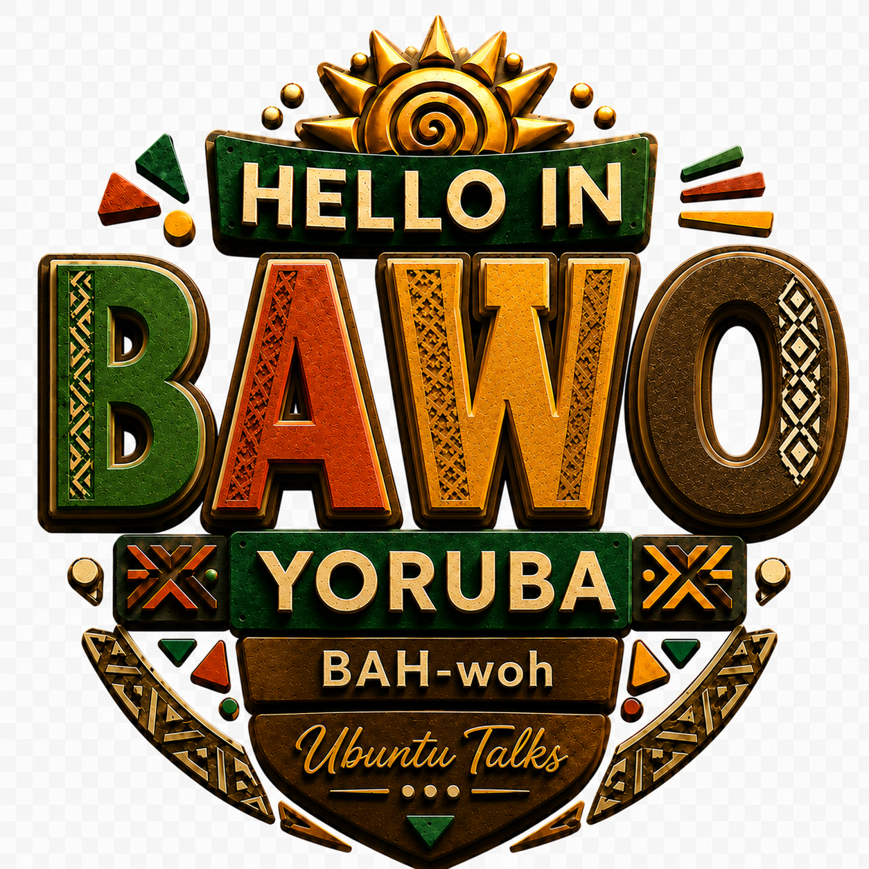 Ubuntu Talks Yoruba Hello Hoodie — BAWO (Design 4)