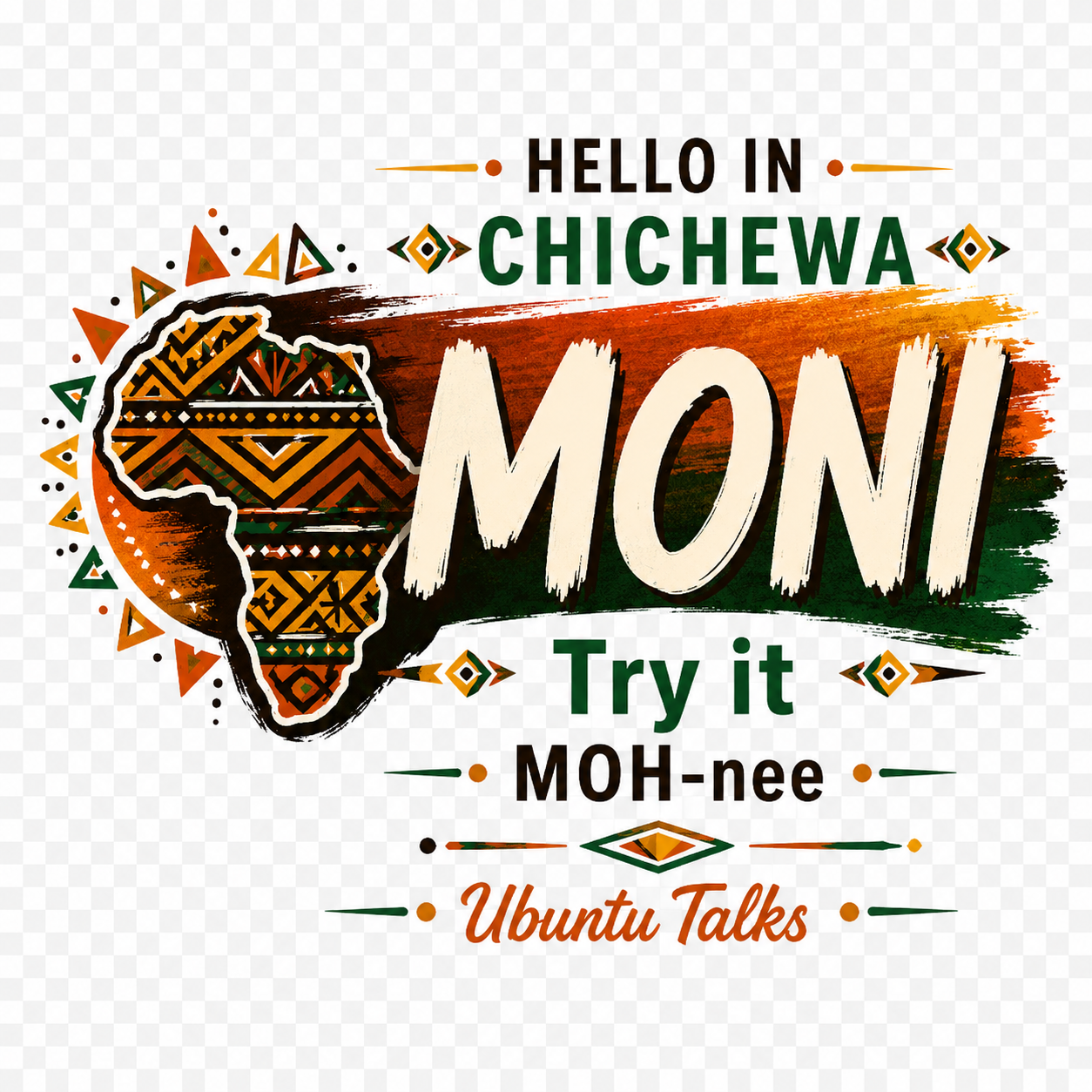 Ubuntu Talks Chichewa Hello Hoodie — MONI (Design 1)