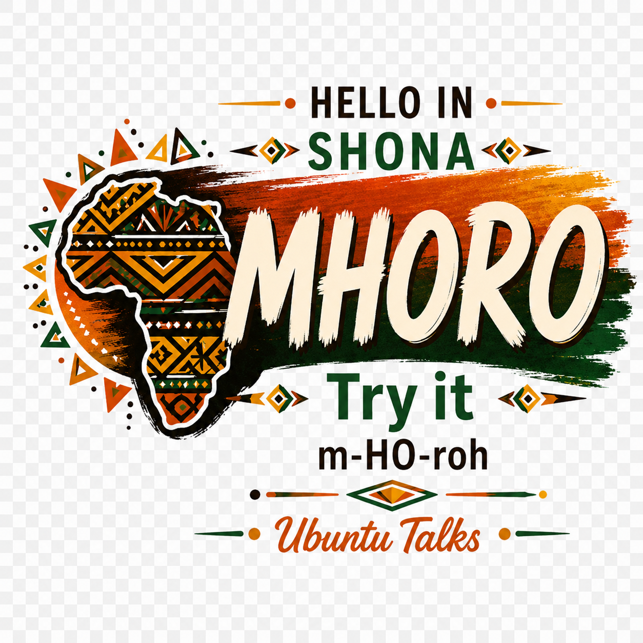 Ubuntu Talks Shona Hello Hoodie — MHORO (Design 1)