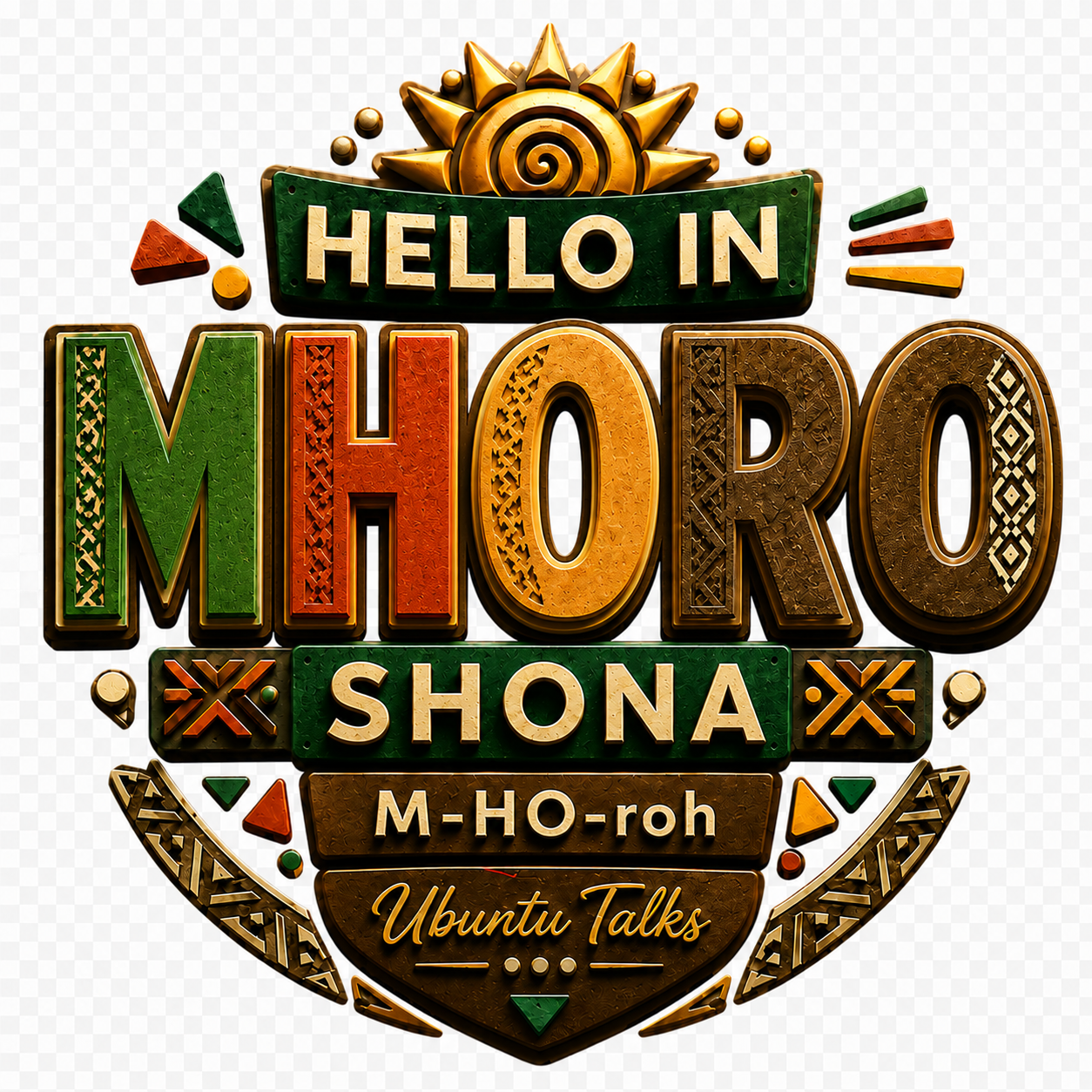Ubuntu Talks Shona Hello Hoodie — MHORO (Design 4)