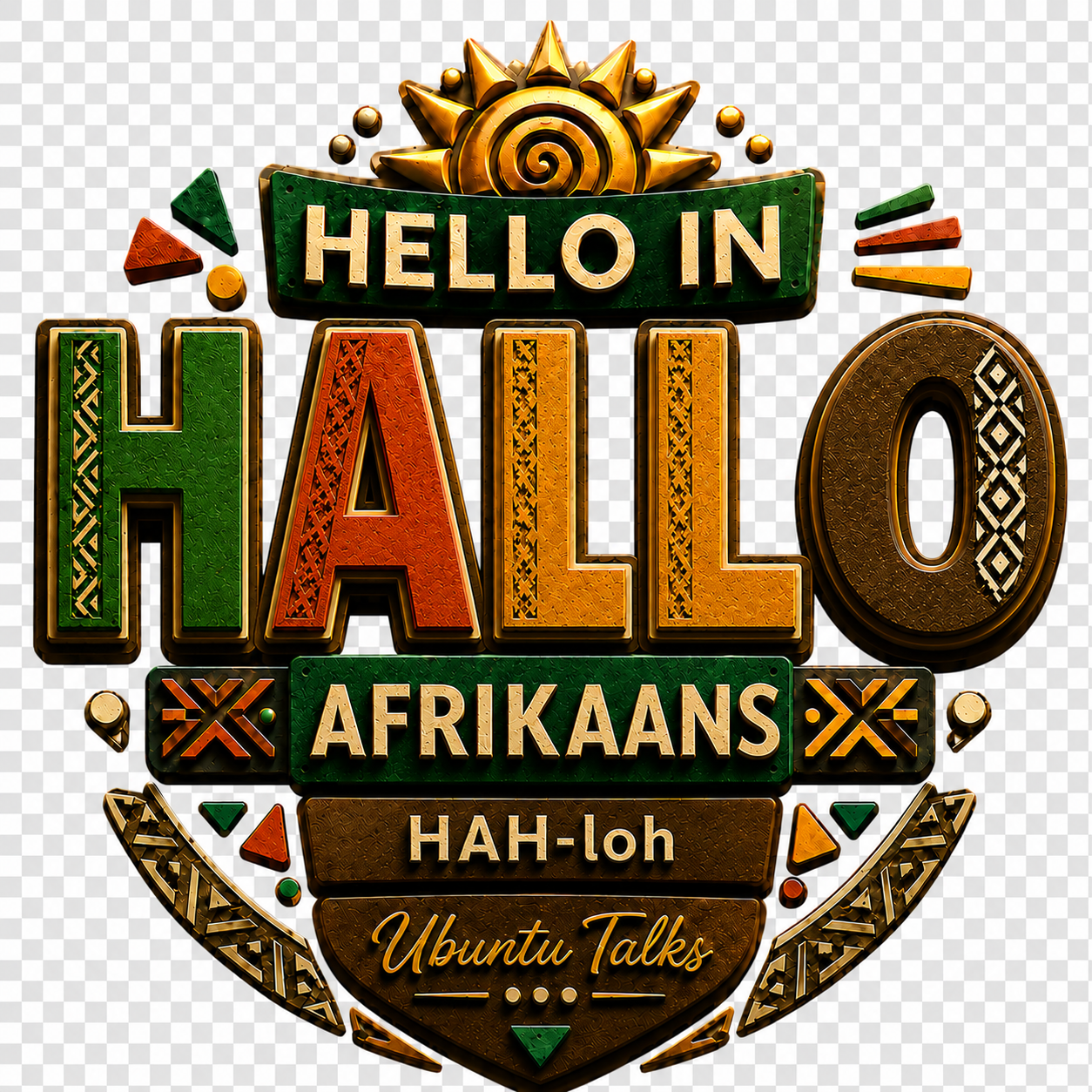 Ubuntu Talks Afrikaans Hello Hoodie — HALLO (Design 4)