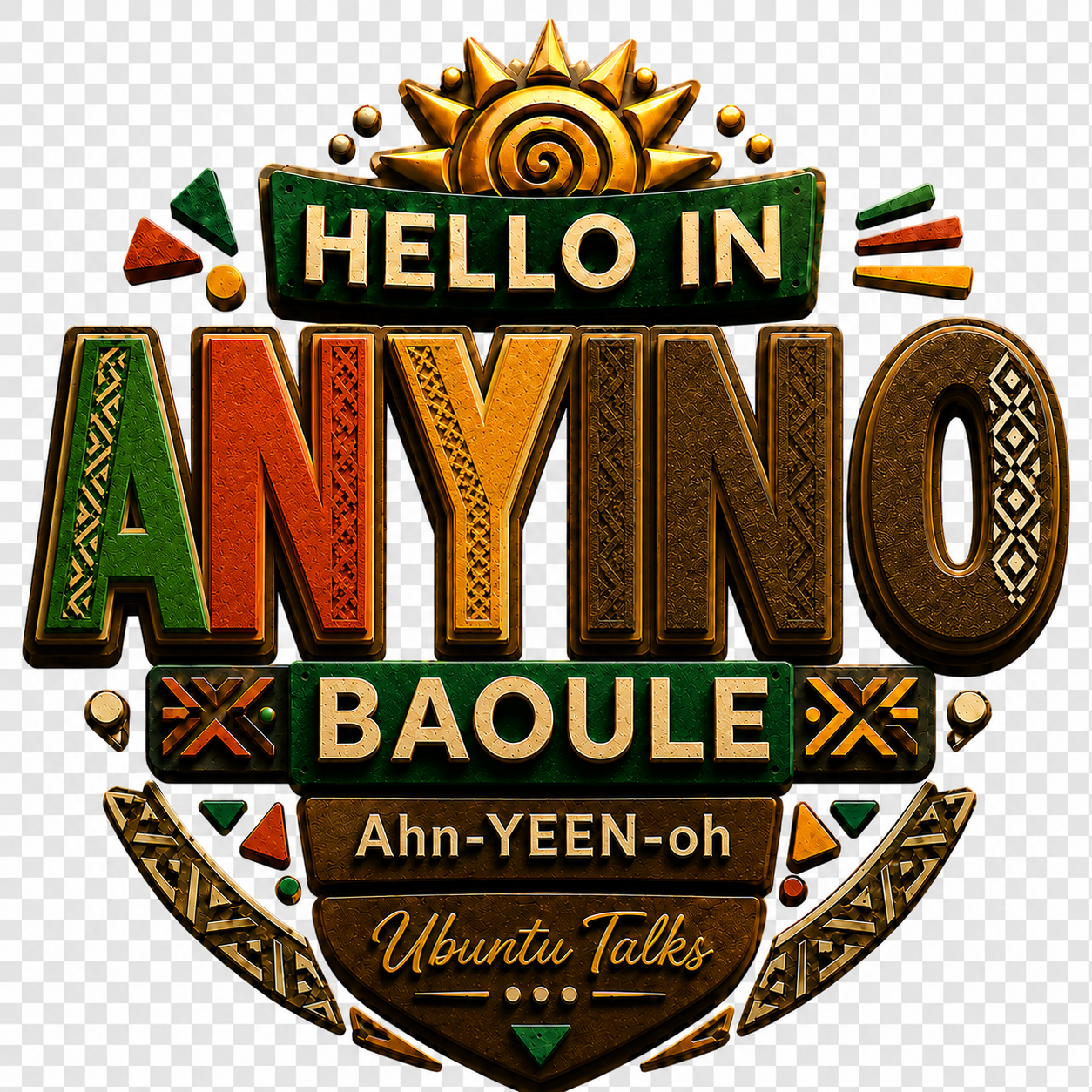 Ubuntu Talks Baoulé Hello Hoodie — ANYIN O (Design 4)