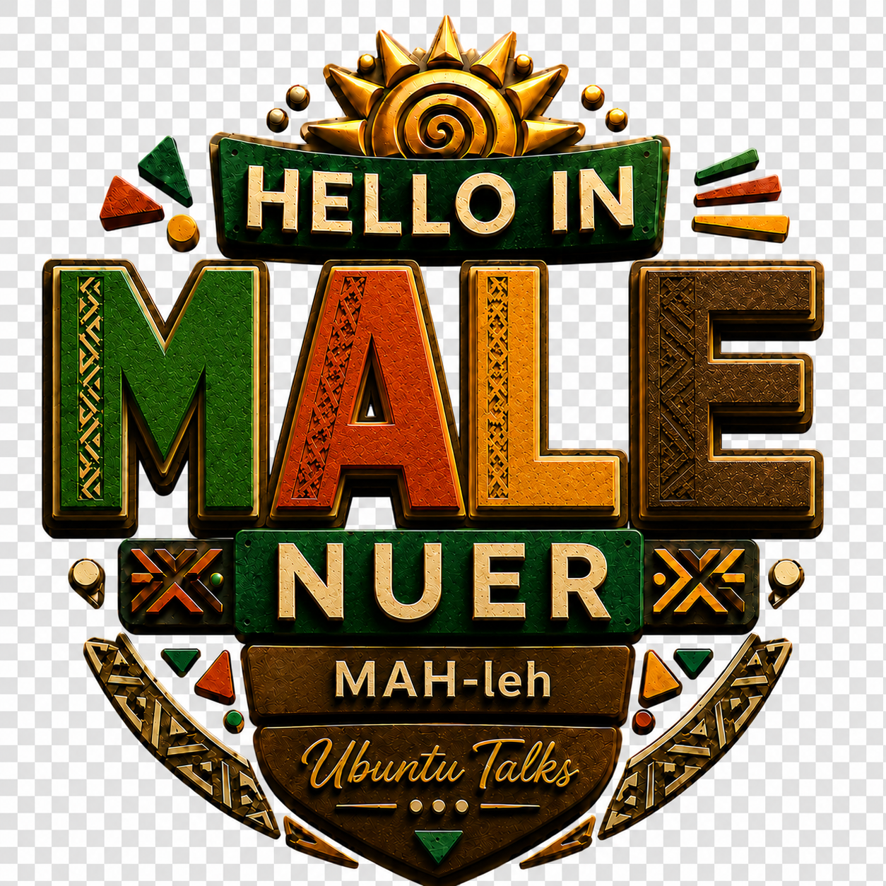 Ubuntu Talks Nuer Hello Hoodie — MALƐ (Design 4)