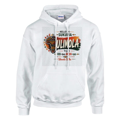 Ubuntu Talks Fulani / Fula Hello Hoodie — JAM TAN (Design 1) — lifestyle model