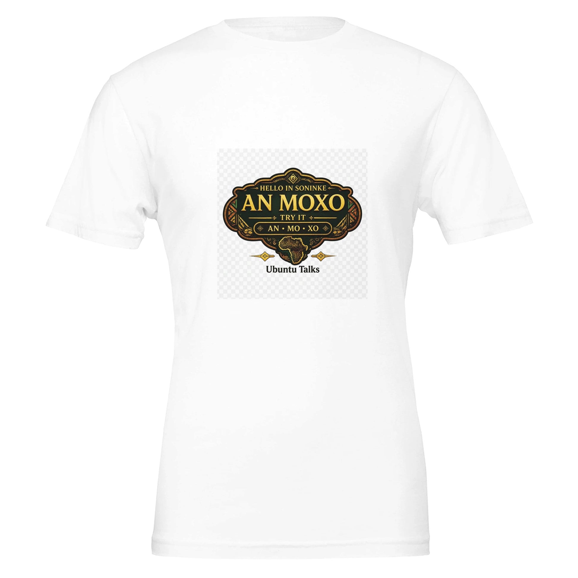 Ubuntu Talks Soninke Hello T-Shirt — AN MOXO — Gelato product mockup