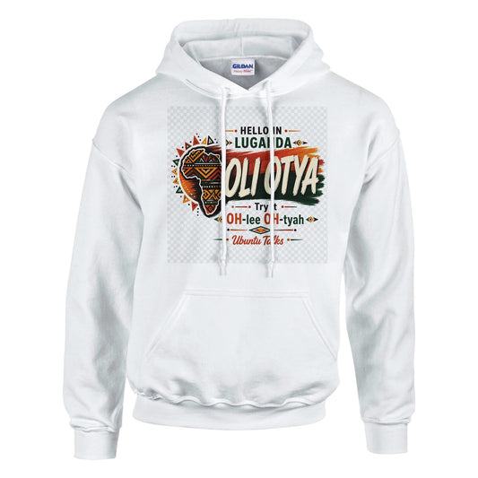 Ubuntu Talks Lugbara Hello Hoodie — NGONI (Design 1) — Gelato product mockup