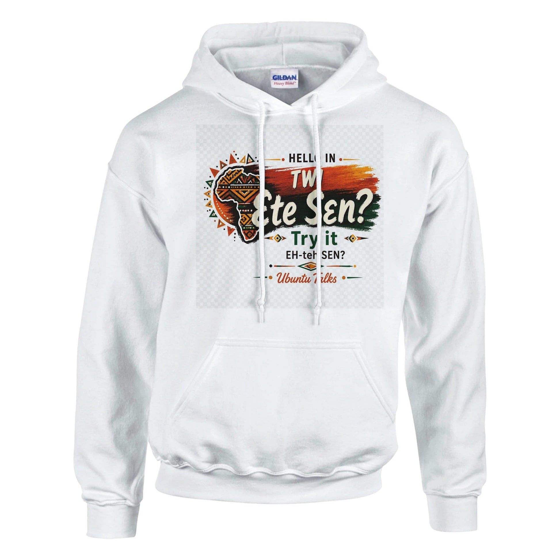 Ubuntu Talks Twi Hello Hoodie — ƐTE SƐN? (Design 1) — Gelato product mockup