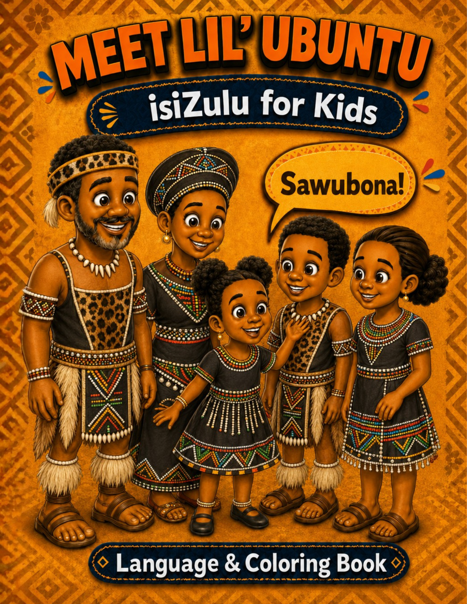 Lil' Ubuntu isiZulu for Kids printable language and coloring book digital download cover