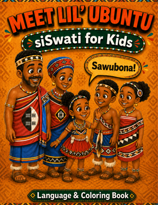 Lil' Ubuntu siSwati for Kids printable language and coloring book digital download cover