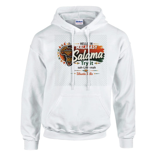 Ubuntu Talks Malagasy Hello Hoodie — SALAMA (Design 1) — lifestyle model