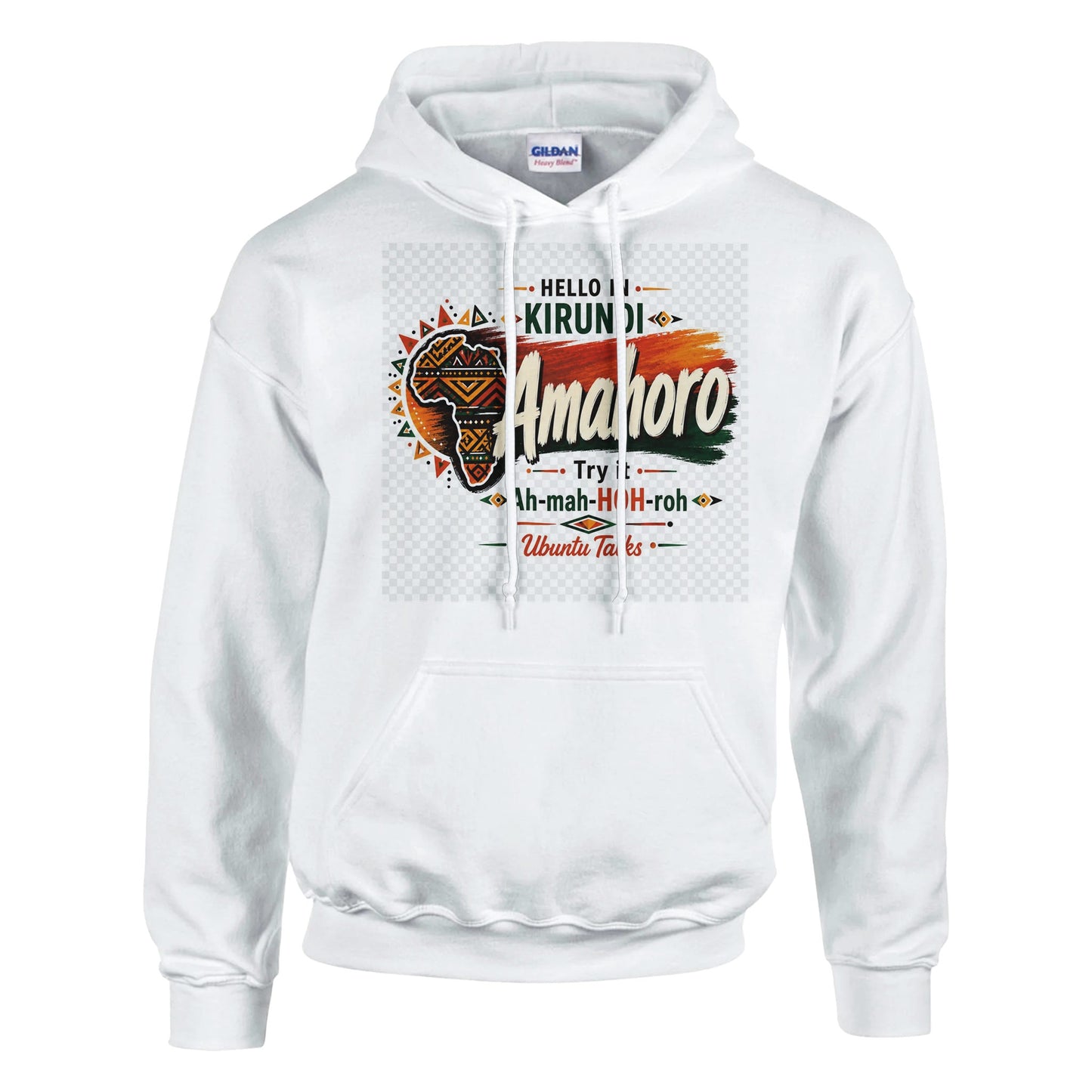 Ubuntu Talks Mooré Hello Hoodie — NE Y WINDIGA (Design 1) — Gelato product mockup