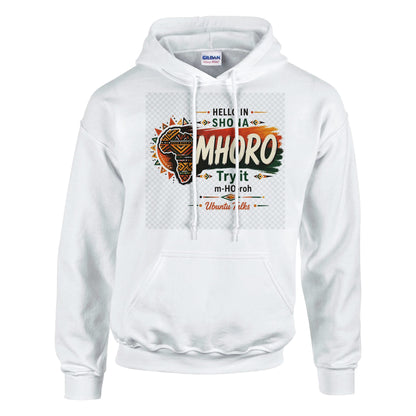 Ubuntu Talks Shona Hello Hoodie — MHORO (Design 1) — Gelato product mockup