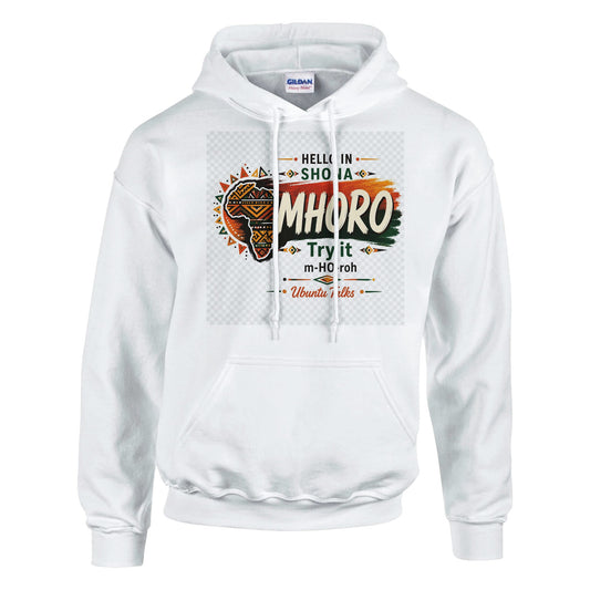 Ubuntu Talks Shona Hello Hoodie — MHORO (Design 1) — Gelato product mockup