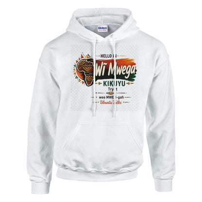 Ubuntu Talks Kikuyu Hello Hoodie — WĨ MWEGA (Design 1) — lifestyle model