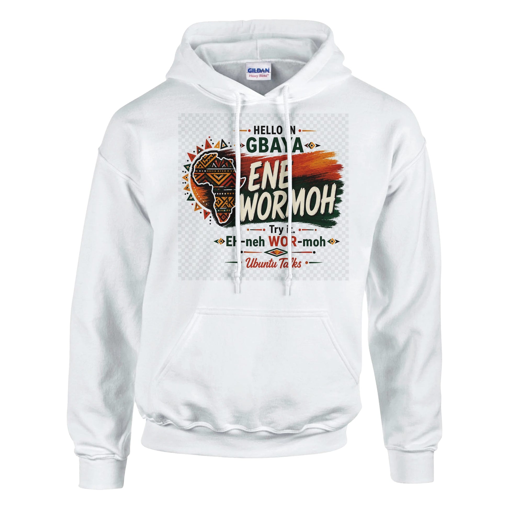 Ubuntu Talks Edo / Bini Hello Hoodie — KÓYO (Design 1) — Gelato product mockup