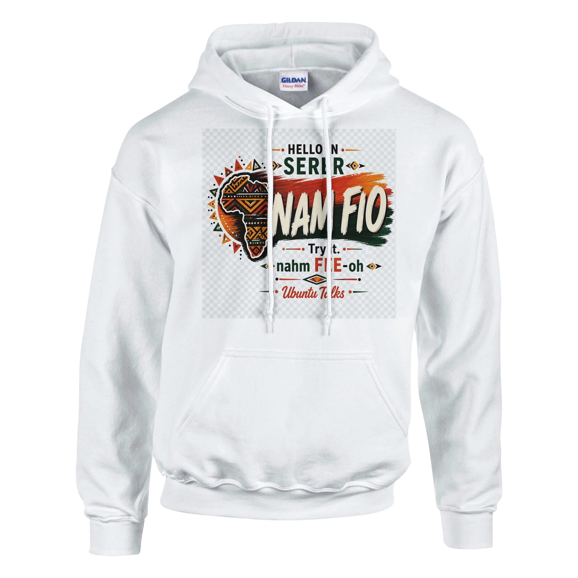 Ubuntu Talks Kanuri Hello Hoodie — WUSHE (Design 1) — Gelato product mockup