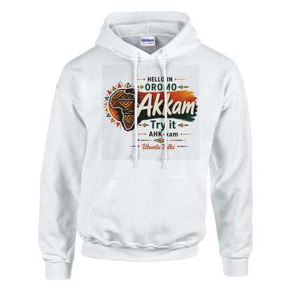 Ubuntu Talks Oromo Hello Hoodie — AKKAM (Design 1) — Gelato product mockup