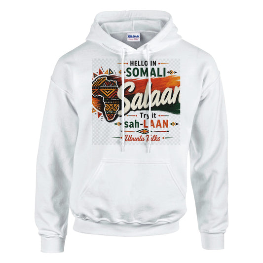 Ubuntu Talks Chokwe Hello Hoodie — KUCHI (Design 1) — Gelato product mockup