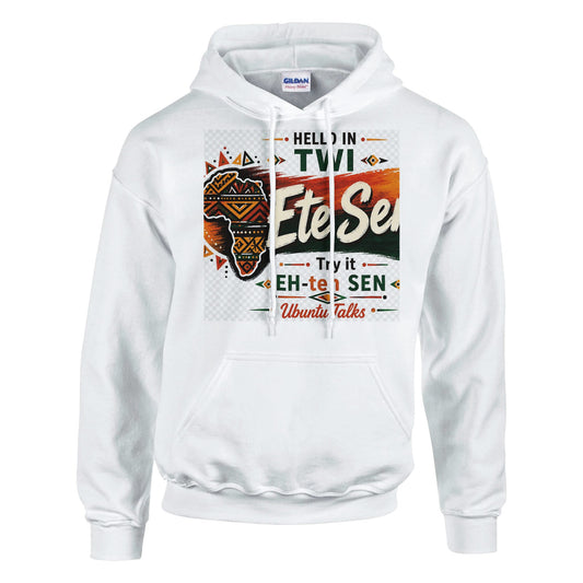 Ubuntu Talks Maasai Hello Hoodie — SUPA (Design 1) — Gelato product mockup