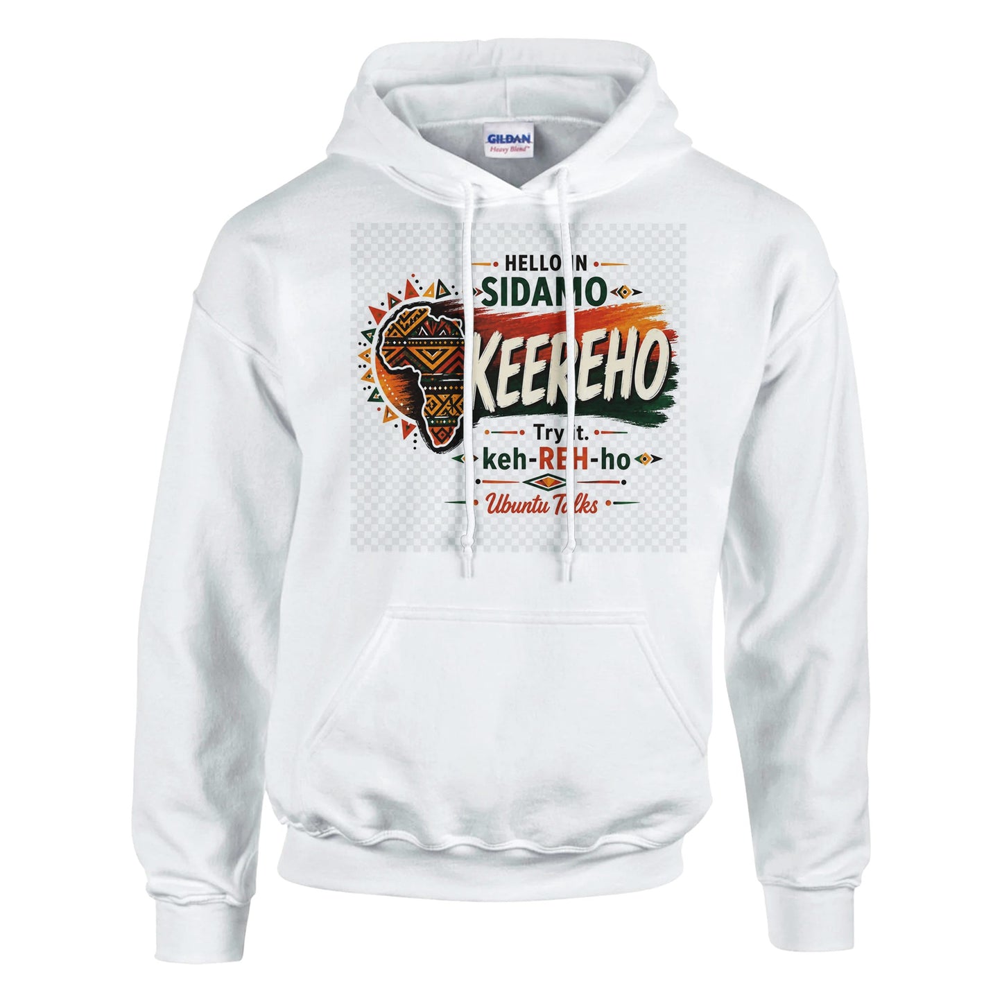 Ubuntu Talks Ibibio Hello Hoodie — MMEKÒM (Design 1) — Gelato product mockup