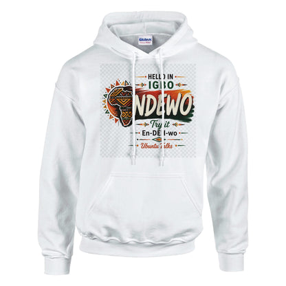 Ubuntu Talks Igbo Hello Hoodie — NDEWO (Design 1) — Gelato product mockup