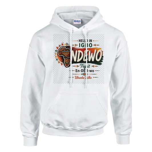 Ubuntu Talks Igbo Hello Hoodie — NDEWO (Design 1) — Gelato product mockup