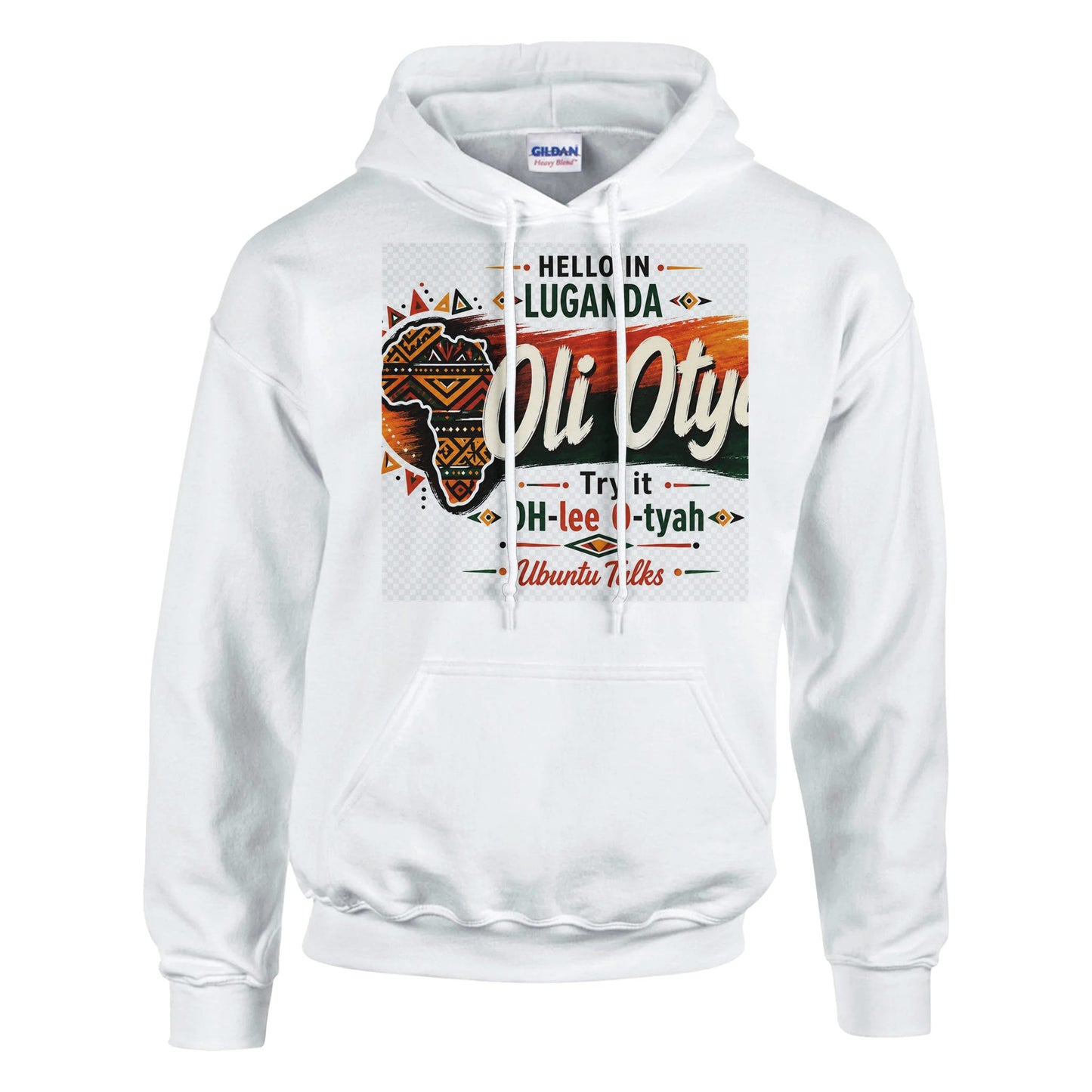 Ubuntu Talks Sukuma Hello Hoodie — ULIMOLA (Design 1) — Gelato product mockup