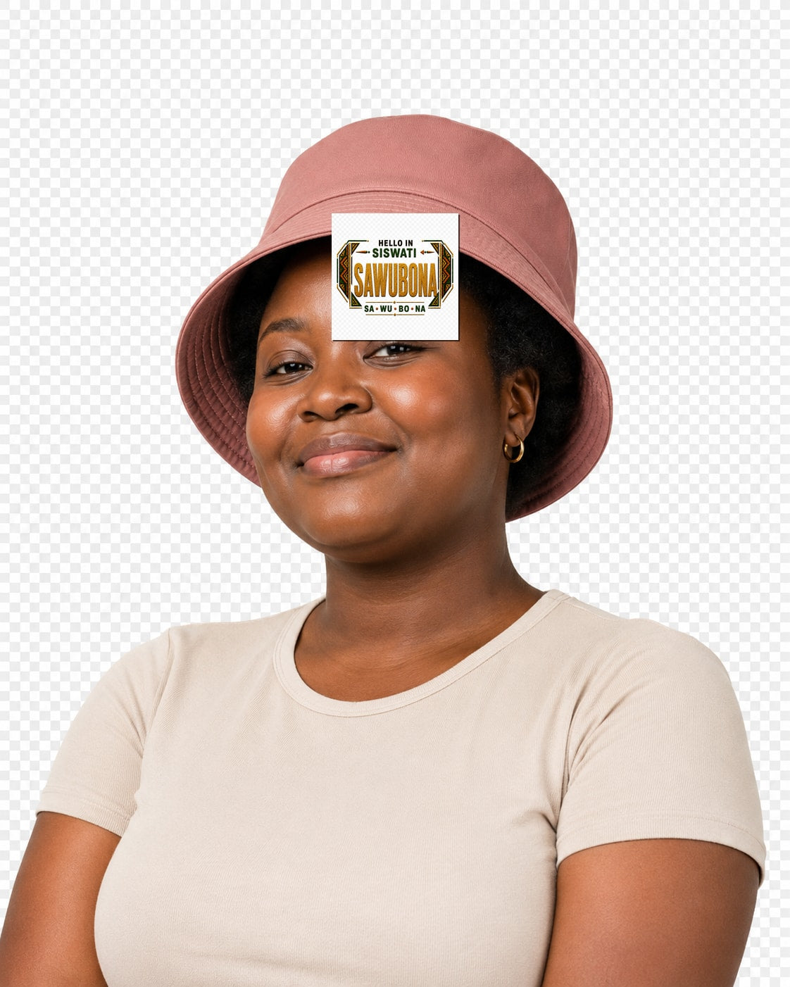 ubuntu-talks-acholi-hello-bucket-hat-d01 — Custom model mockup