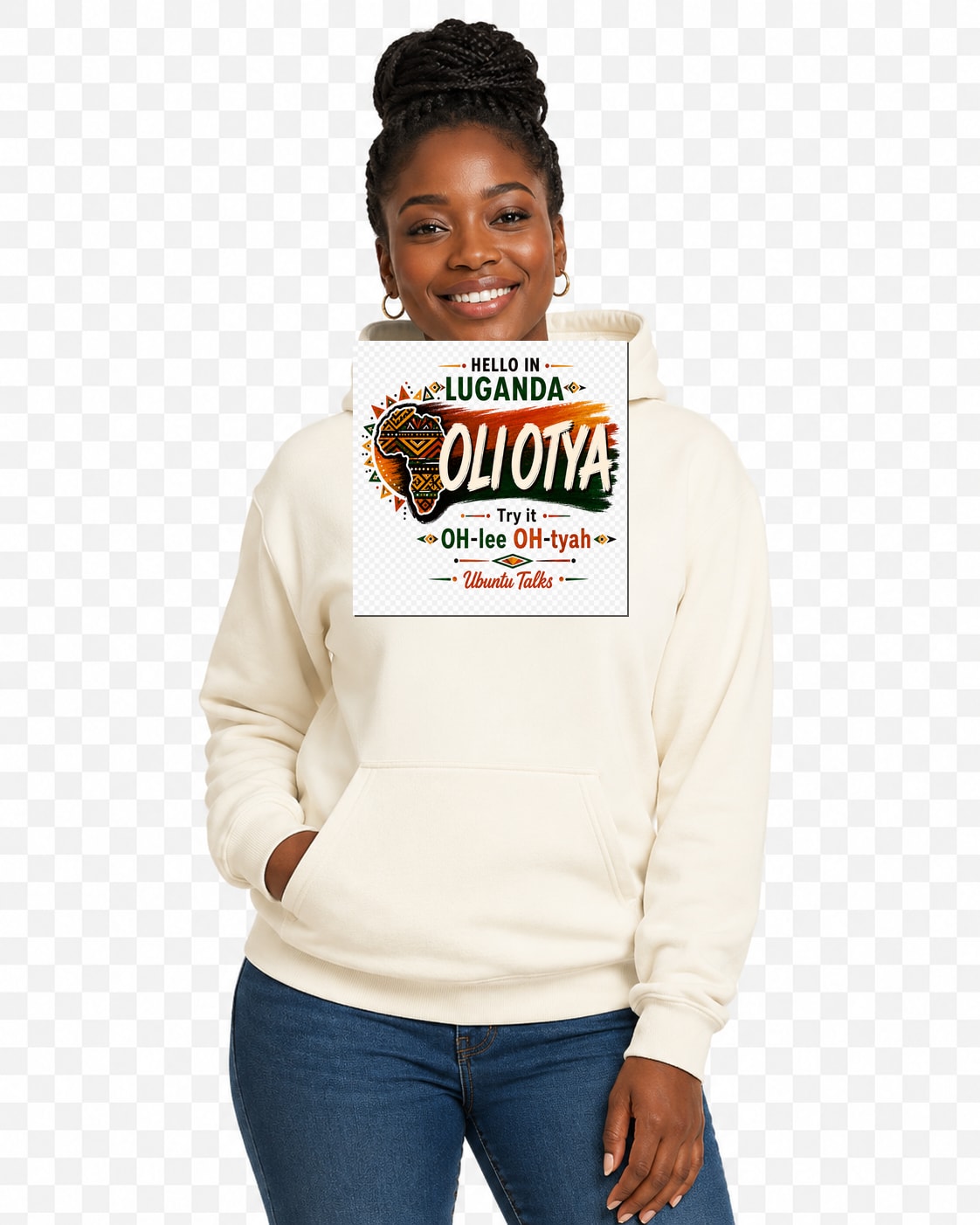 ubuntu-talks-afrikaans-hello-hoodie-d01 — Custom model mockup