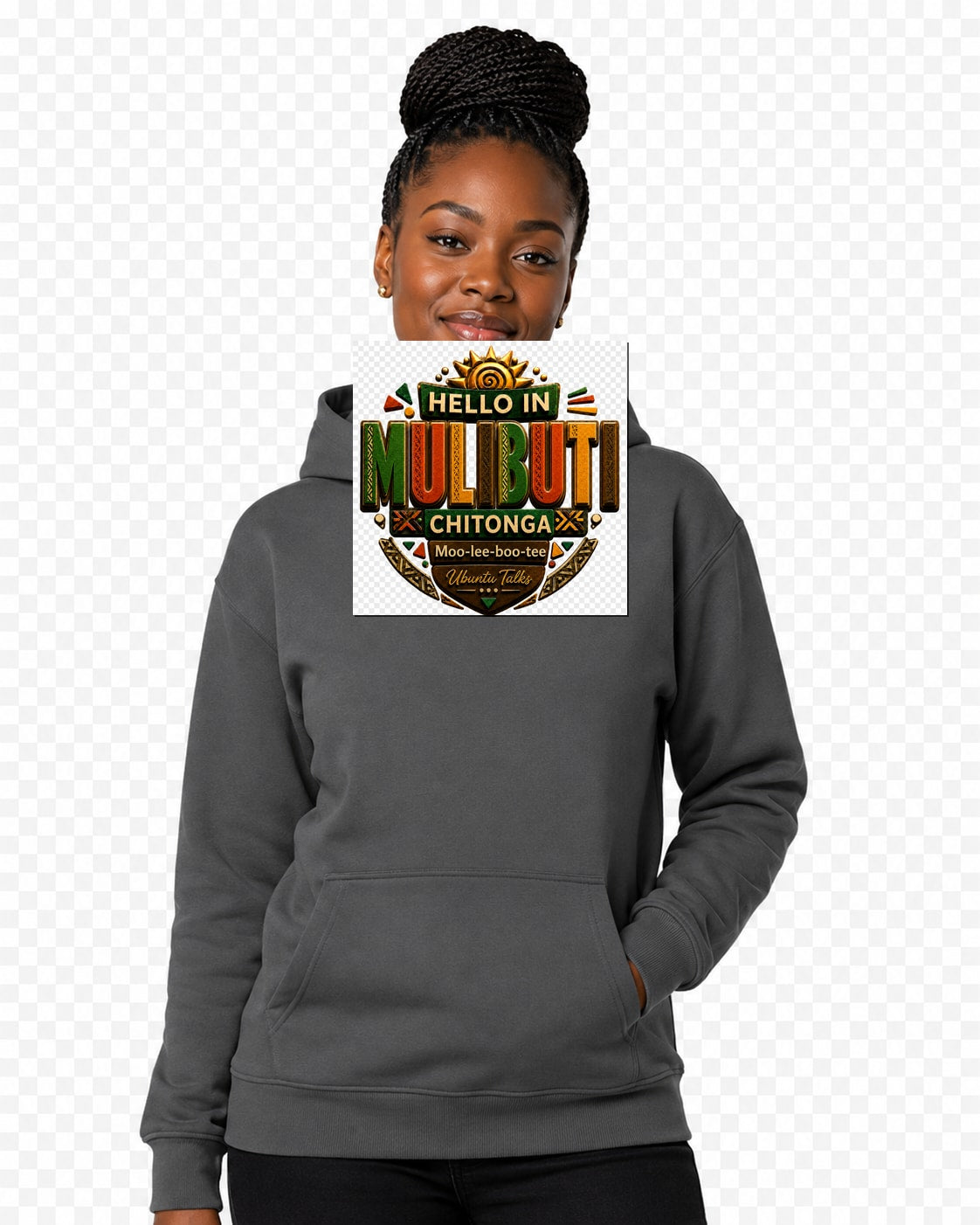 ubuntu-talks-chitonga-hello-hoodie-d04 — Custom model mockup