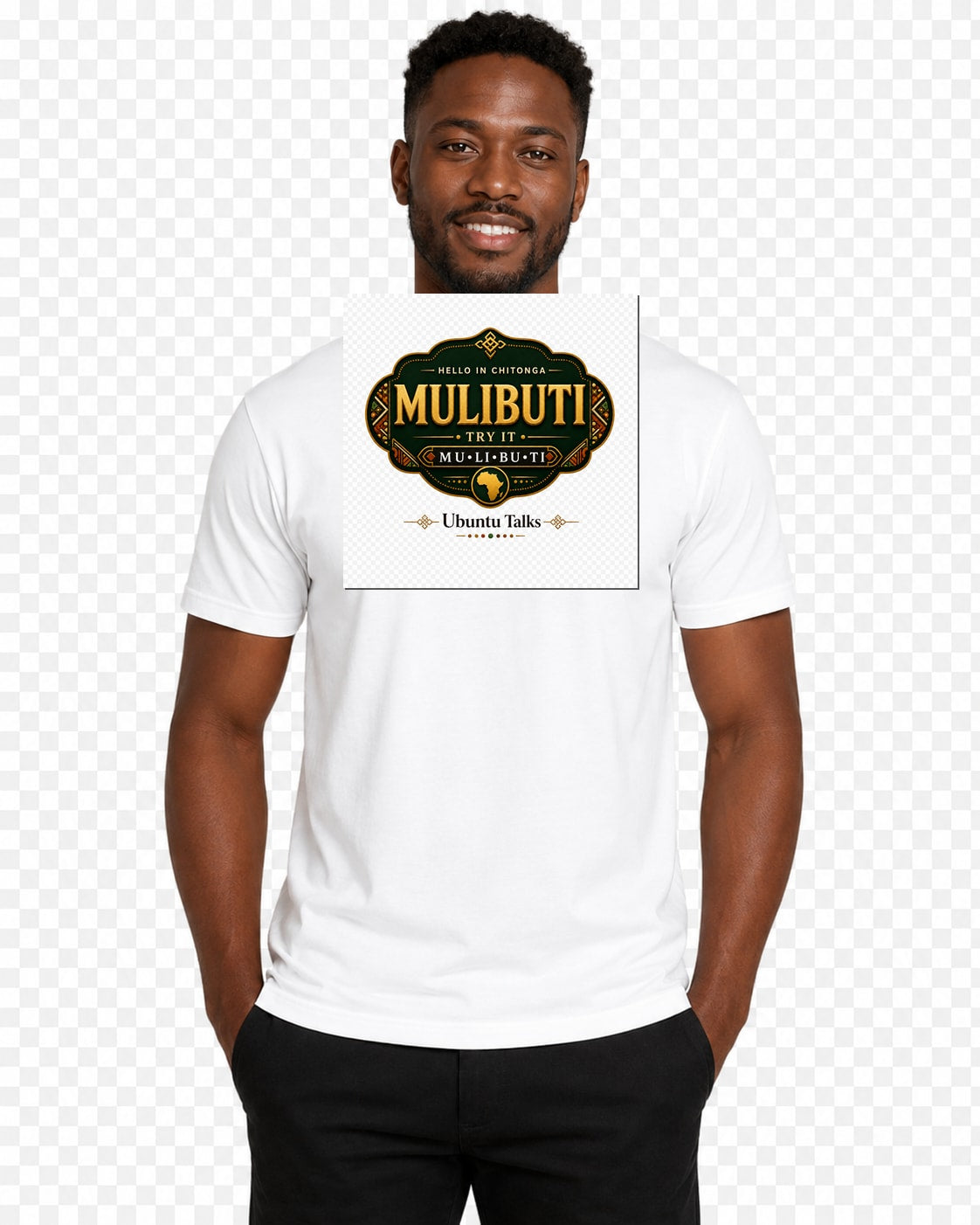 ubuntu-talks-chitonga-hello-tee-d02 — Custom model mockup