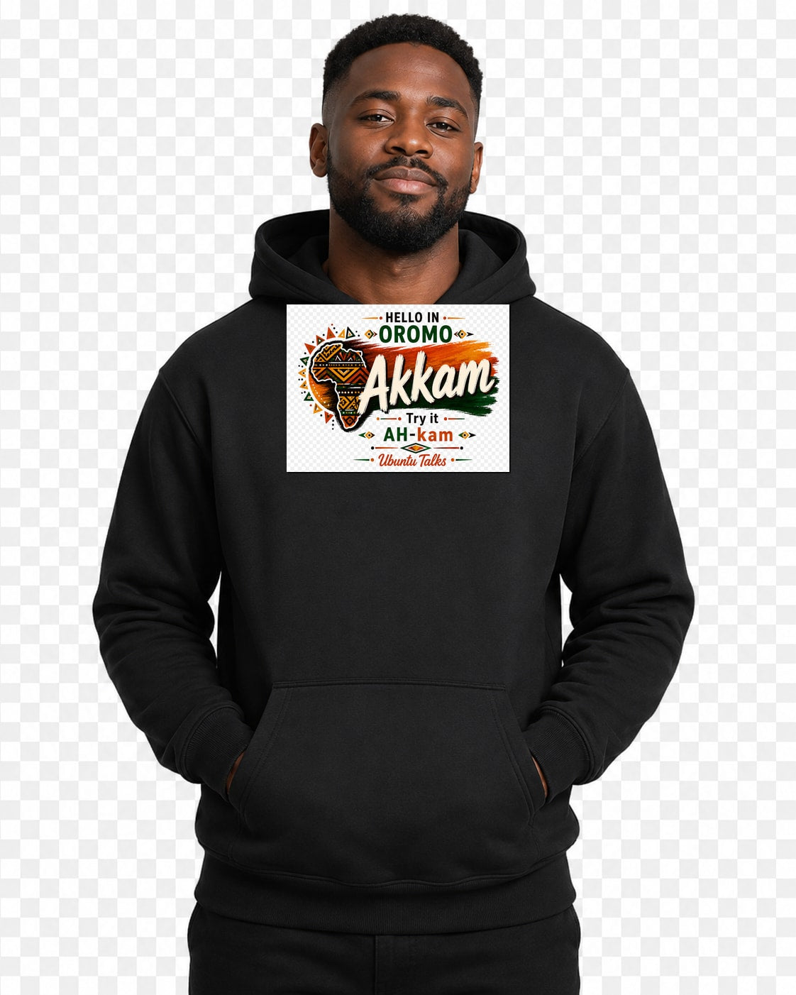 ubuntu-talks-dinka-hello-hoodie-d01 — Custom model mockup