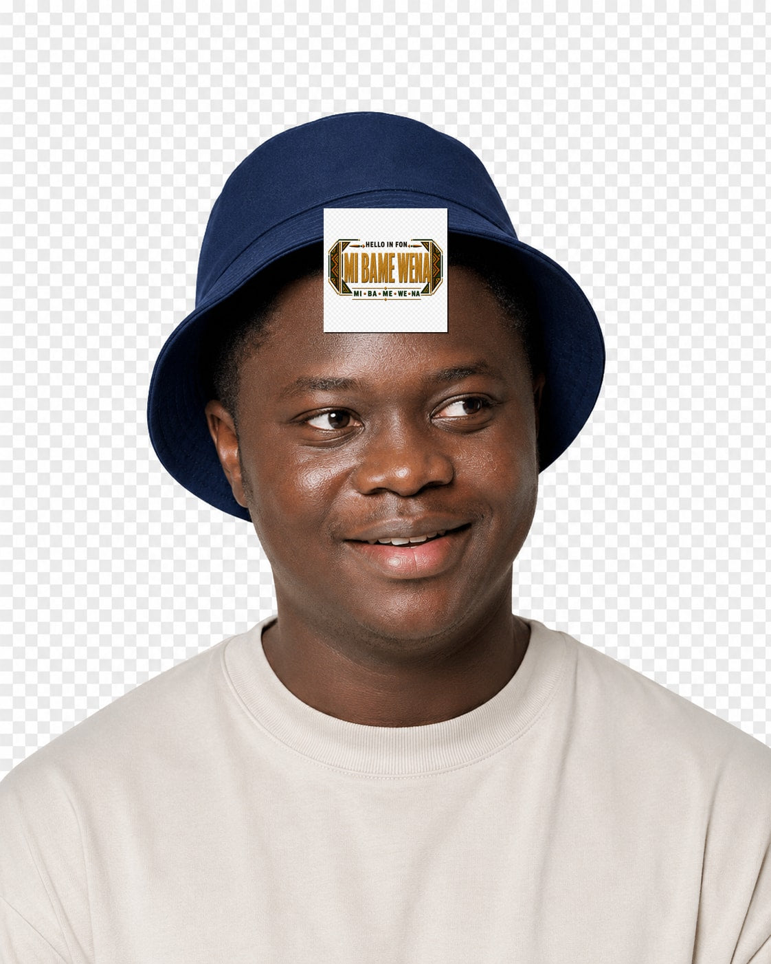 ubuntu-talks-fon-hello-bucket-hat-d01 — Custom model mockup