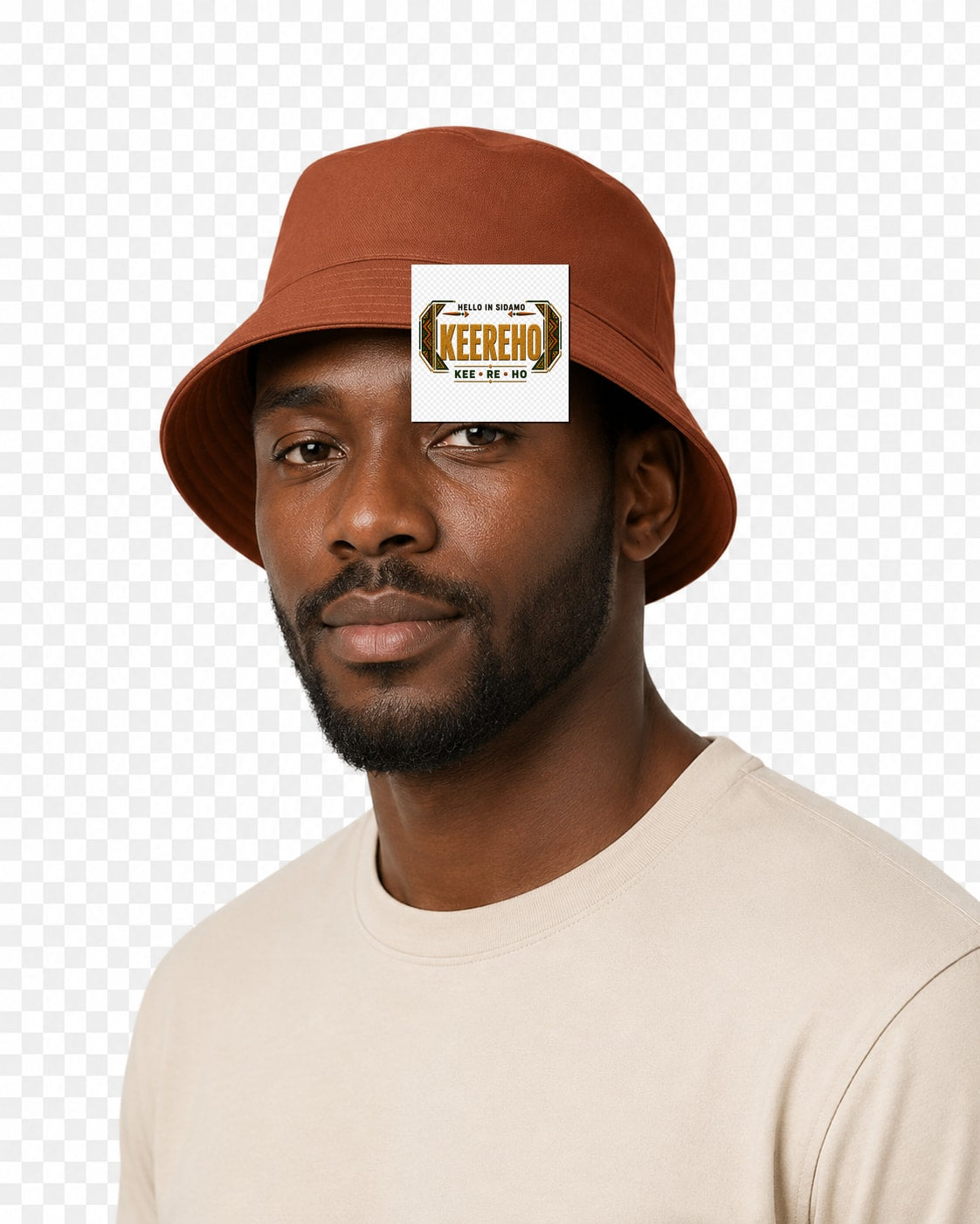 ubuntu-talks-gbaya-hello-bucket-hat-d01 — Custom model mockup