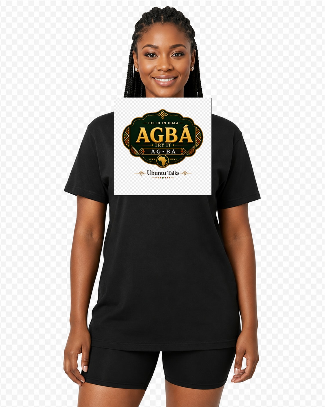 ubuntu-talks-igala-hello-tee-d02 — Custom model mockup