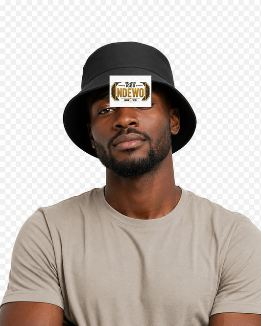 ubuntu-talks-igbo-hello-bucket-hat-d01 — Custom model mockup