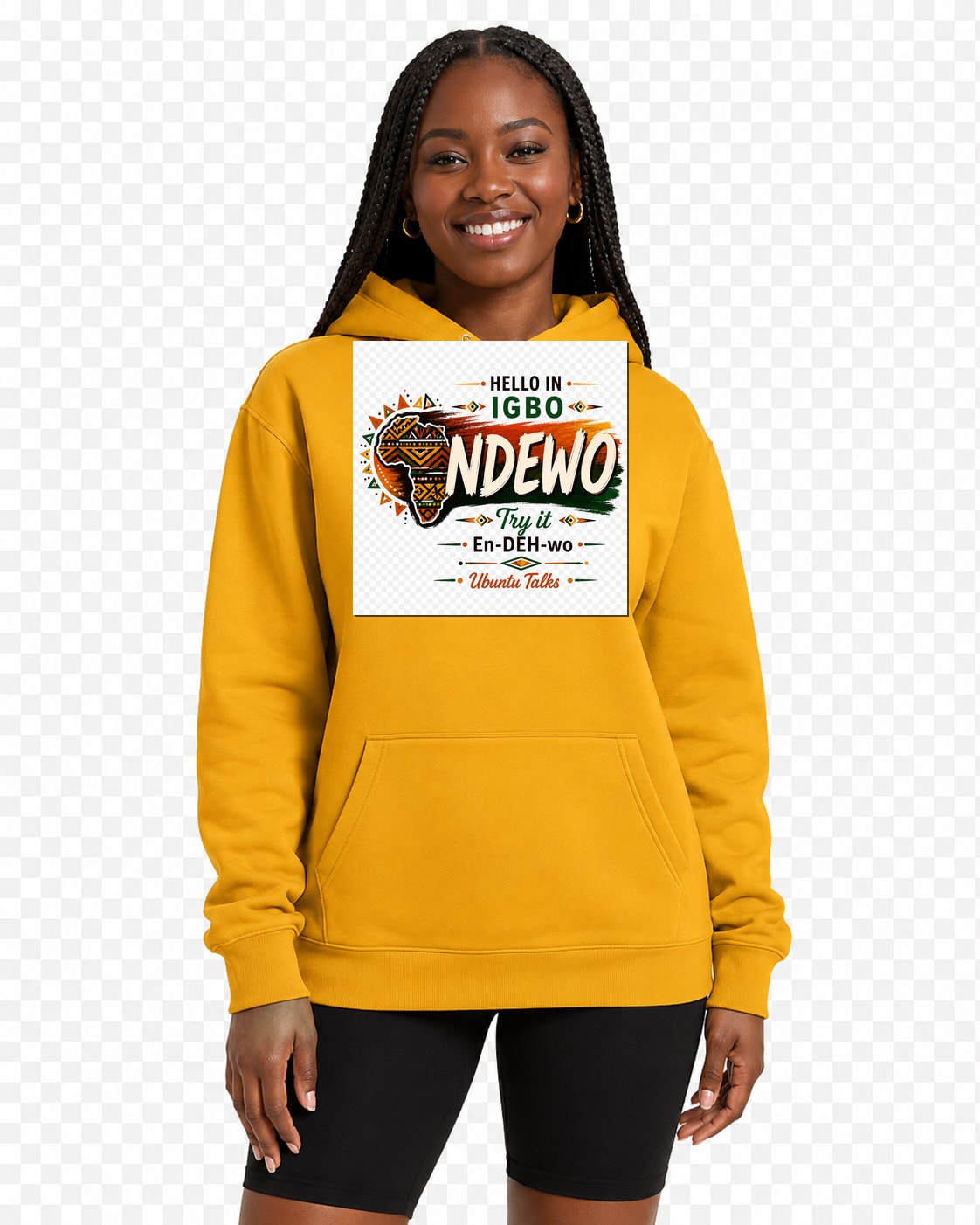 ubuntu-talks-igbo-hello-hoodie-d01 — Custom model mockup