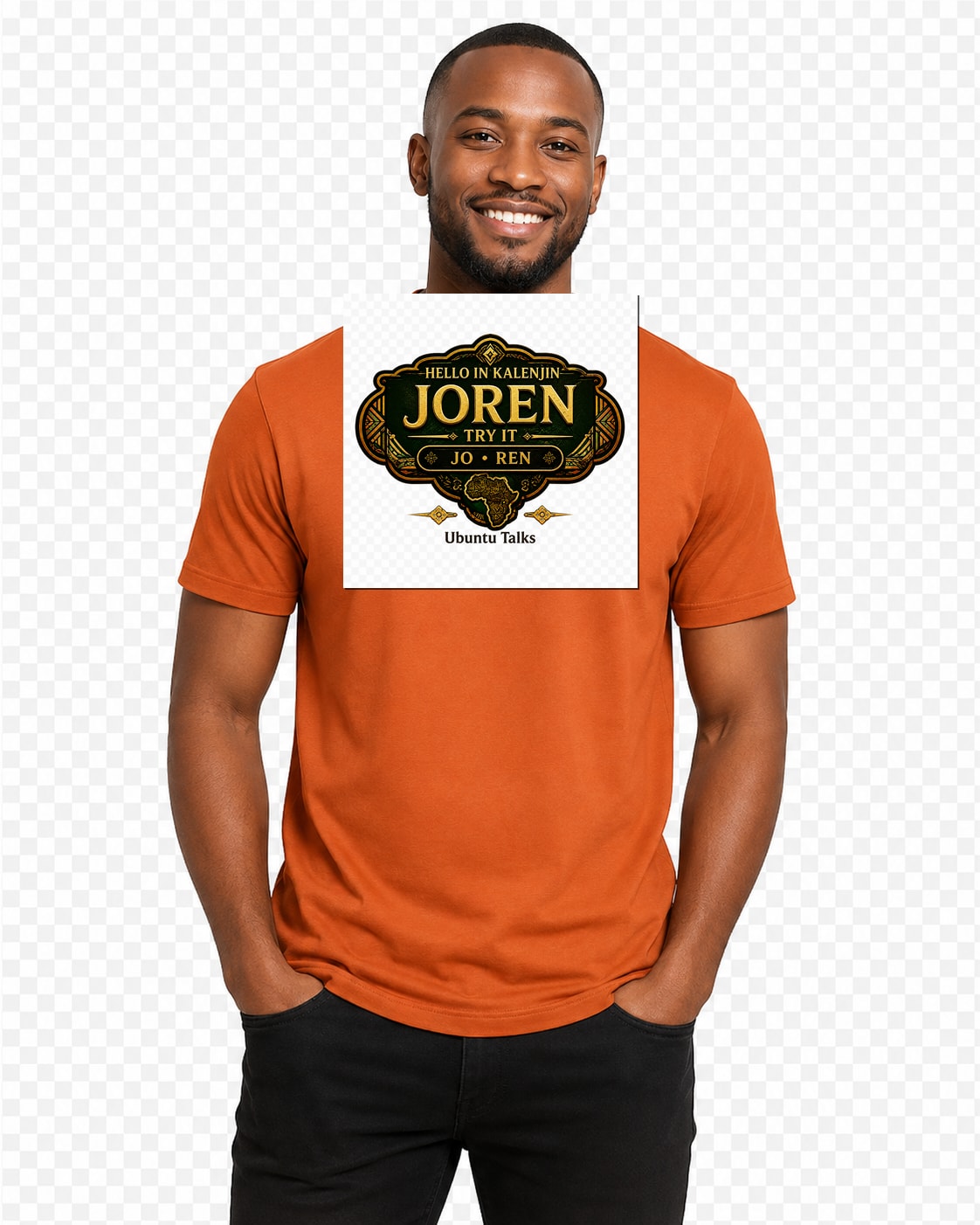 ubuntu-talks-kalenjin-hello-tee-d02 — Custom model mockup