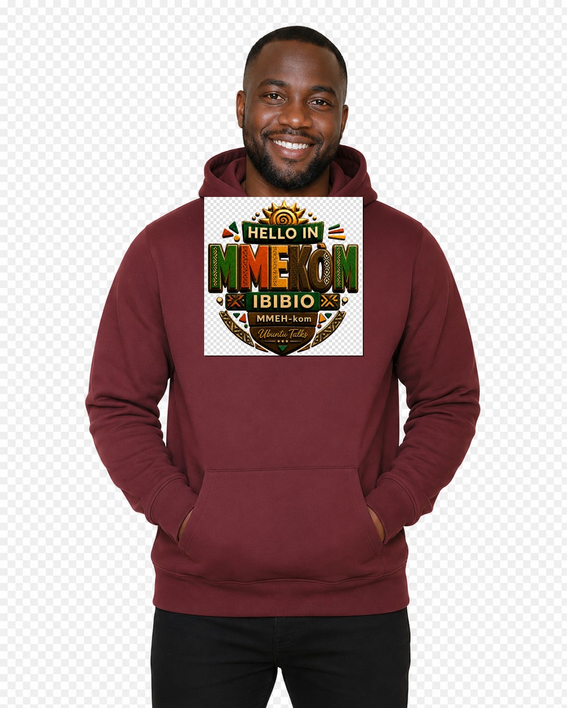 ubuntu-talks-kanuri-hello-hoodie-d04 — Custom model mockup