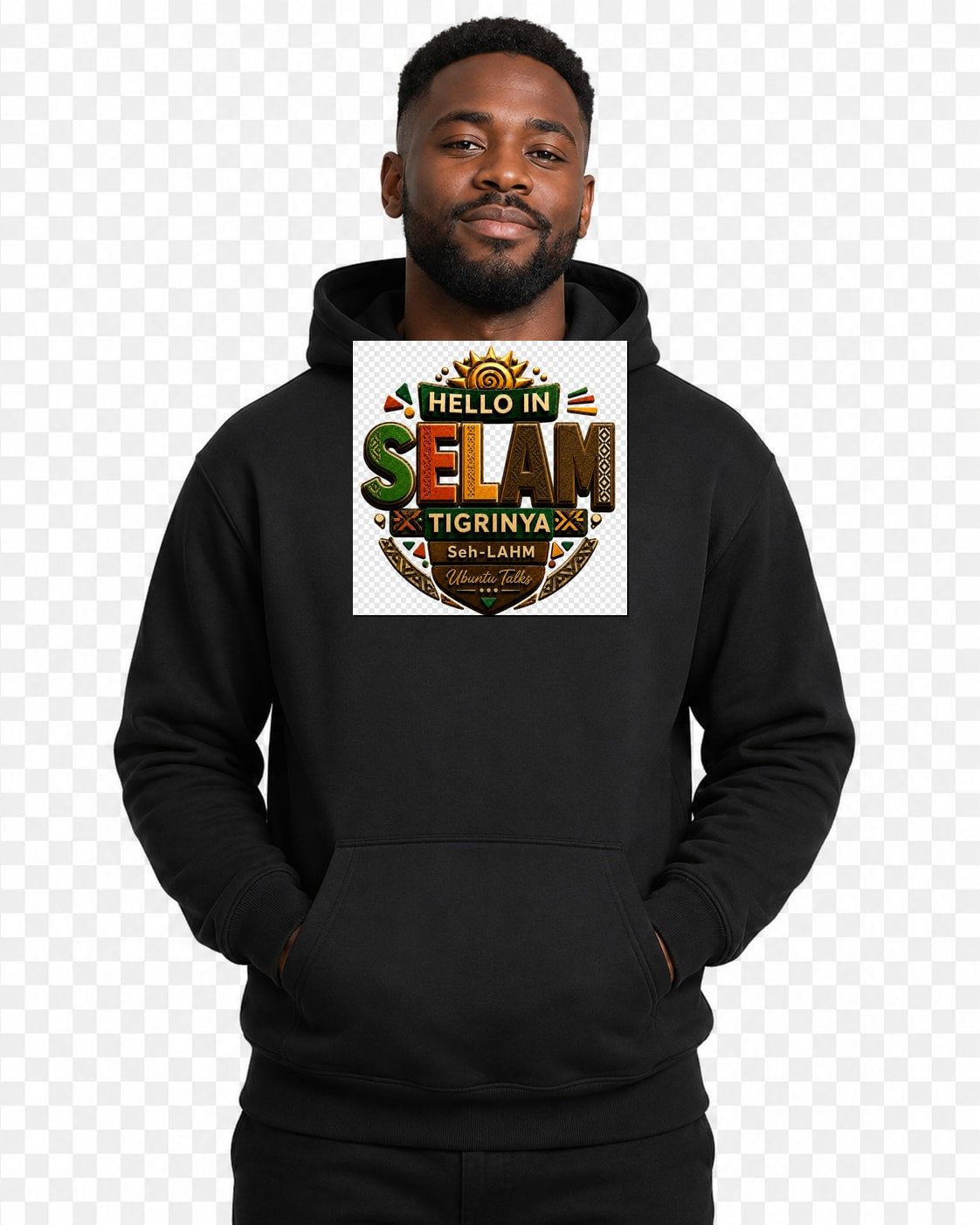 ubuntu-talks-kikongo-hello-hoodie-d04 — Custom model mockup