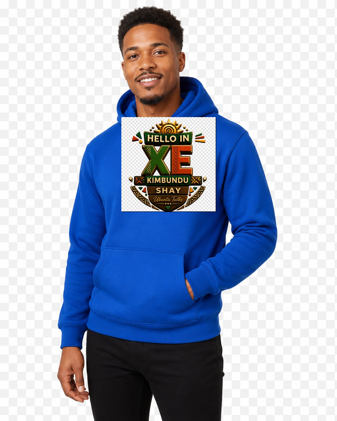 ubuntu-talks-kimbundu-hello-hoodie-d04 — Custom model mockup